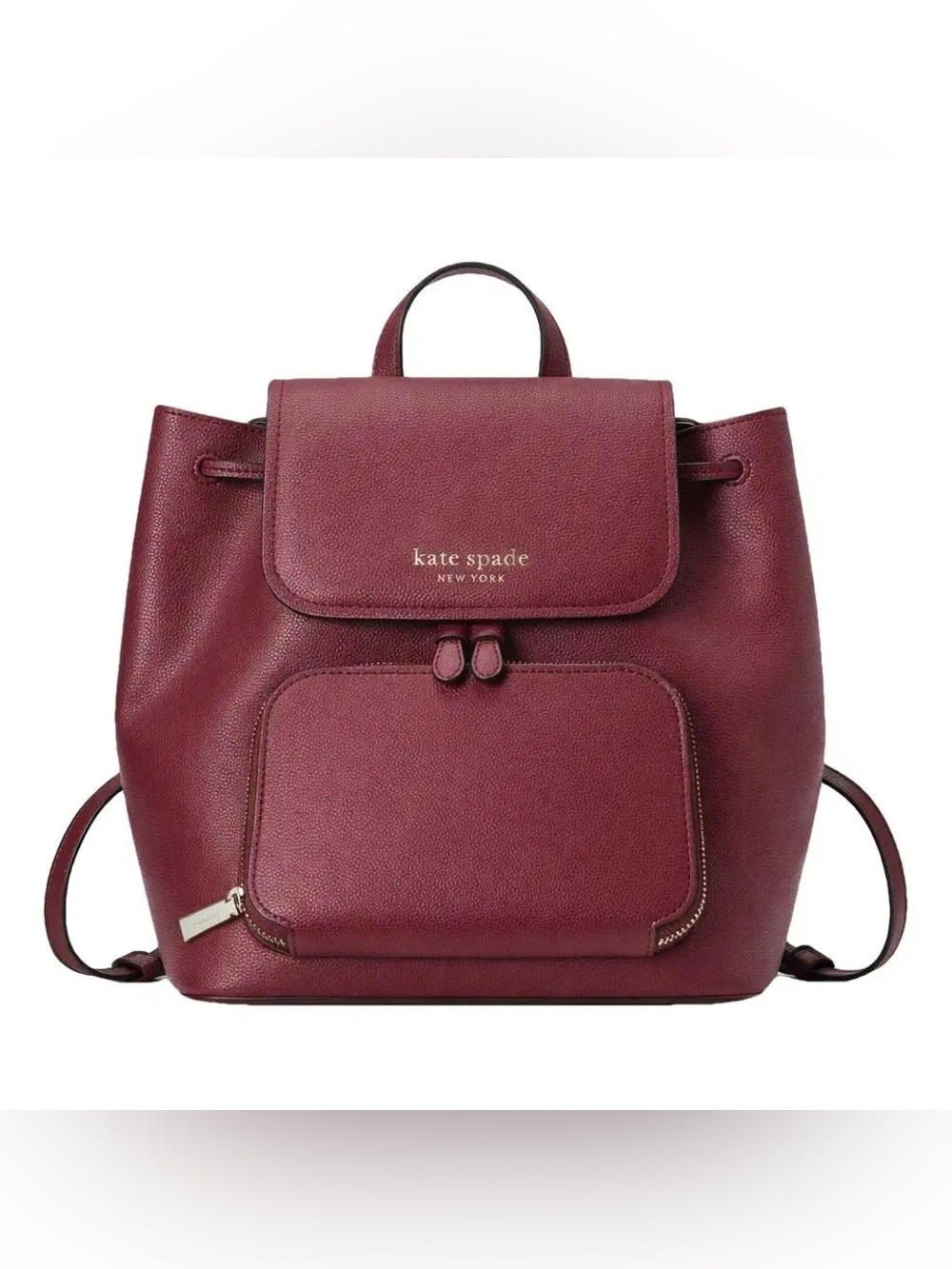 Kate Spade Darcy Flap Peebled Leather Backpack in BlackBerry Preserve